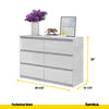 GABRIEL - Chest of 6 Drawers - Bedroom Dresser Storage Cabinet Sideboard - Concrete / White Gloss H28" W39 3/8" D13"