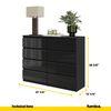 GABRIEL - Chest of 8 Drawers - Bedroom Dresser Storage Cabinet Sideboard - Black Matt / Black Gloss H36 3/8" W47 1/4" D13 1/4"