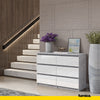 GABRIEL - Chest of 6 Drawers - Bedroom Dresser Storage Cabinet Sideboard - Concrete / White Gloss H28" W39 3/8" D13"