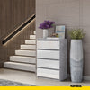 GABRIEL - Chest of 4 Drawers - Bedroom Dresser Storage Cabinet Sideboard - Concrete / White Gloss H36 3/8" W23 5/8" D13 1/4"