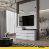 GABRIEL - Chest of 10 Drawers (6+4) - Bedroom Dresser Storage Cabinet Sideboard - Concrete H36 3/8" / 27 1/2" W63" D13 1/4"