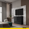 GABRIEL - Chest of 8 Drawers - Bedroom Dresser Storage Cabinet Sideboard - Black Matt / Black Gloss H36 3/8" W47 1/4" D13 1/4"