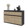 NOAH - Chest of 3 Drawers and 3 Doors - Bedroom Dresser Storage Cabinet Sideboard - Anthracite / Sonoma Oak H29 1/2" W47 1/4" D13 3/4"