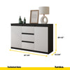 MIKEL - Chest of 3 Drawers and 2 Doors - Bedroom Dresser Storage Cabinet Sideboard - Anthracite / White Matt H29 1/2" W47 1/4" D13 3/4"