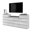 GABRIEL - Chest of 14 Drawers (4+6+4) - Bedroom Dresser Storage Cabinet Sideboard - Concrete / White Gloss H36 3/8" W86 5/8" D13 1/4"