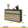 NOAH - Chest of 3 Drawers and 3 Doors - Bedroom Dresser Storage Cabinet Sideboard - Anthracite / Sonoma Oak H29 1/2" W47 1/4" D13 3/4"