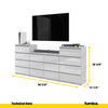 GABRIEL - Chest of 14 Drawers (4+6+4) - Bedroom Dresser Storage Cabinet Sideboard - Concrete / White Gloss H36 3/8" W86 5/8" D13 1/4"