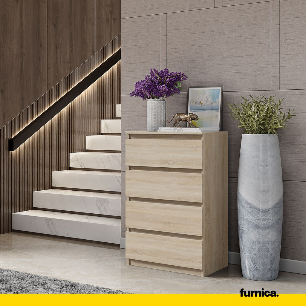 GABRIEL - Chest of 4 Drawers - Bedroom Dresser Storage Cabinet Sideboard - Sonoma Oak H36 3/8" W23 5/8" D13 1/4"