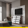 GABRIEL - Chest of 8 Drawers - Bedroom Dresser Storage Cabinet Sideboard - Wenge / White Gloss H36 3/8" W47 1/4" D13 1/4"