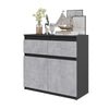 NOAH - Chest of 2 Drawers and 2 Doors - Bedroom Dresser Storage Cabinet Sideboard - Anthracite / Concrete H29 1/2" W31 1/2" D13 3/4"