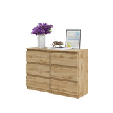 GABRIEL - Chest of 6 Drawers - Bedroom Dresser Storage Cabinet Sideboard - Wotan Oak H28" W39 3/8" D13"