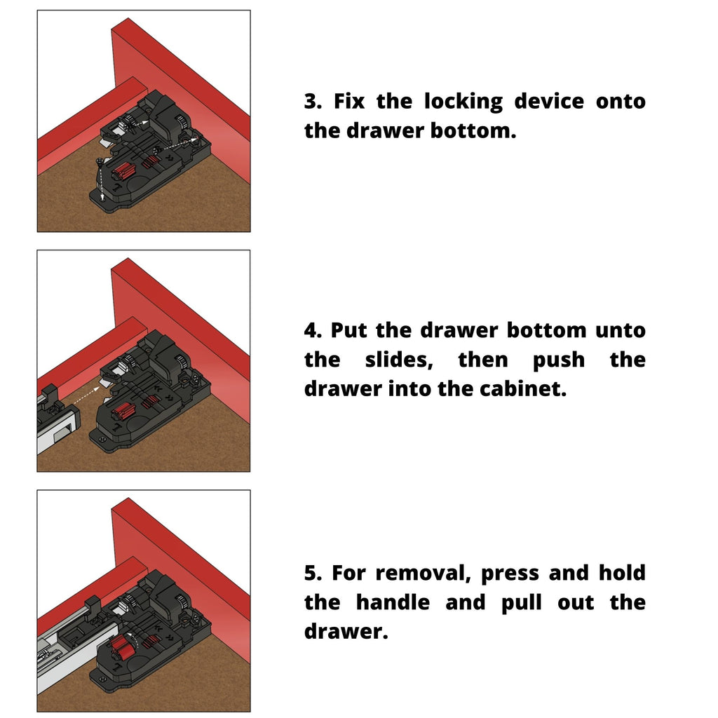 Set of Soft-Close Undermount Slides (left and right), Full Extension