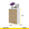 GABRIEL - Chest of 4 Drawers - Bedroom Dresser Storage Cabinet Sideboard - White Matt / Wotan Oak H36 3/8" W23 5/8" D13 1/4"