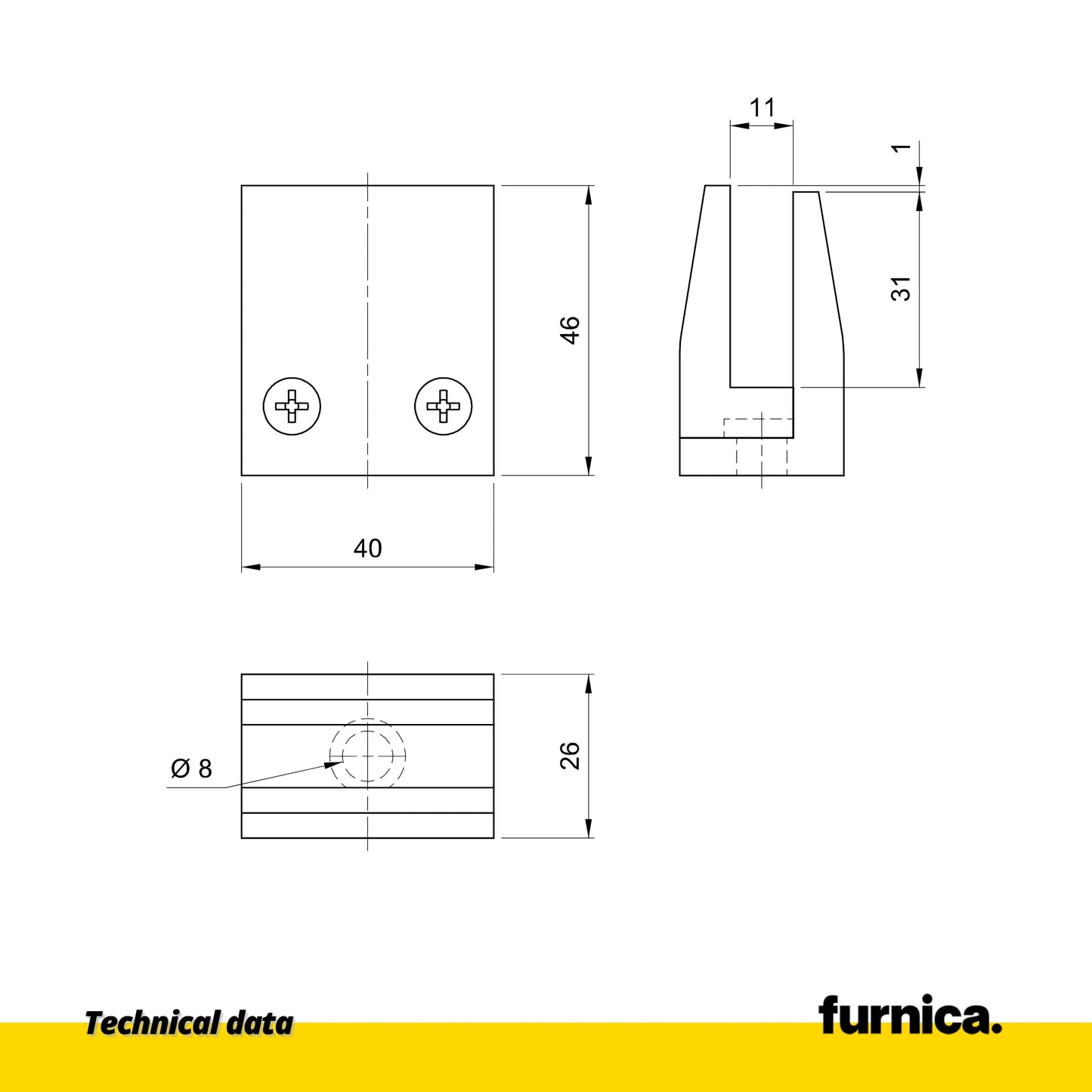 Square Glass Shelf Bracket - Chrome