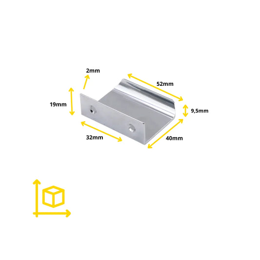 Edge Pull Profile Handle 1-1/4 inch (32 mm) Center-to-Center (2-1/16 inch / 52 mm Overall Length) - Electropolished
