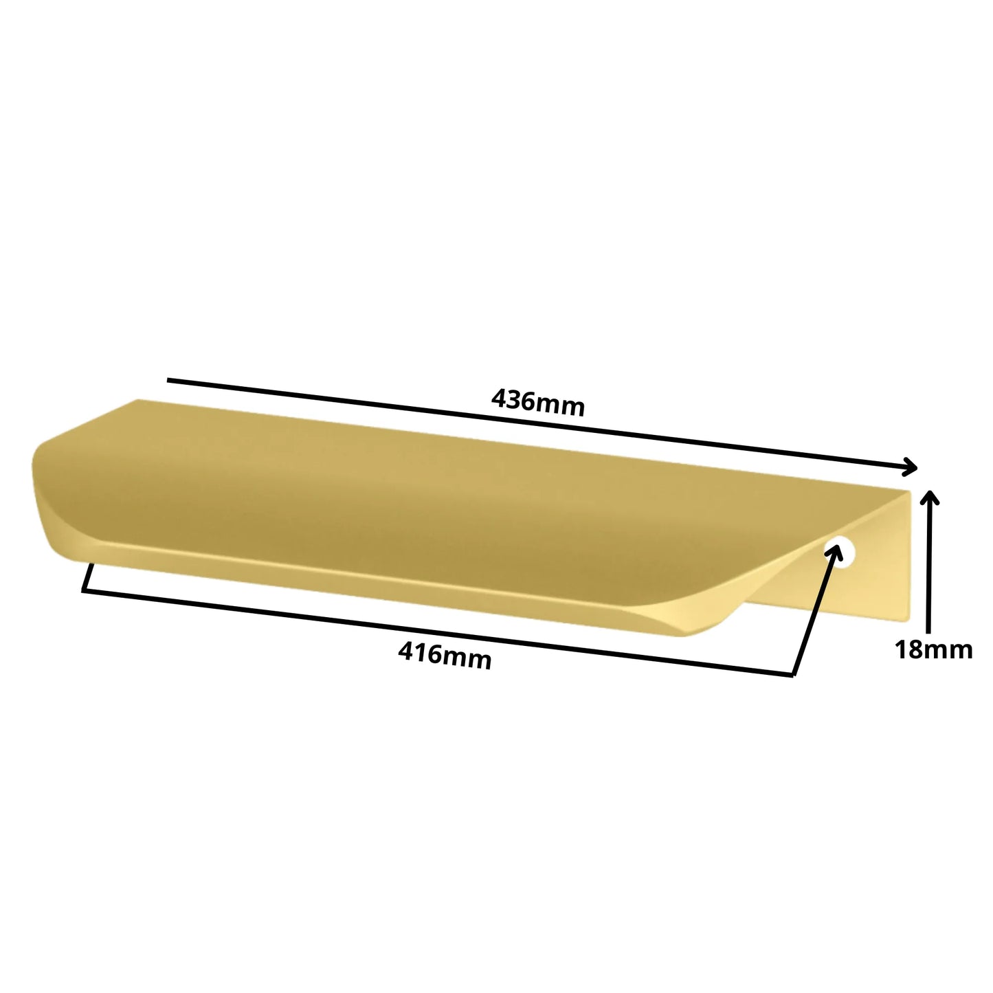 Round Edge Pull Handle 16-3/8 inch (416 mm) Centers (17-3/16 inch / 436 mm Overall) - Gold