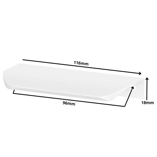 Edge Pull Profile Handle Rounded 3.75 inch / 96mm (4-9/16 inch / 116mm Overall Length) - White