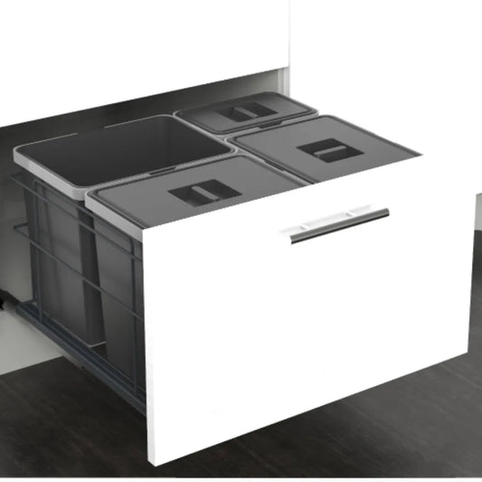 Cabinet Recycling Bins Soft-Close 3 x 4 gal (15 L) + 1 x 1.6 gal (6 L) - 23-5/8 inch (60 cm) Base Cabinet