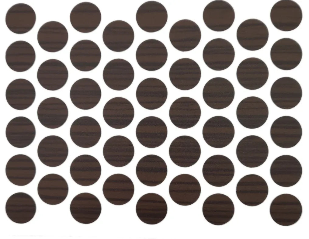 Self-Adhesive Screw Cover Caps - Dark Zebrano 9/16 inch (14mm)