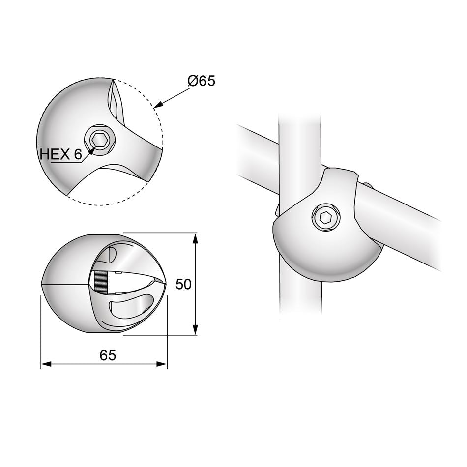 1 inch Double Connector, Chrome