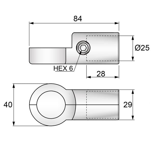 1 inch Half S-Type Connector, Chrome
