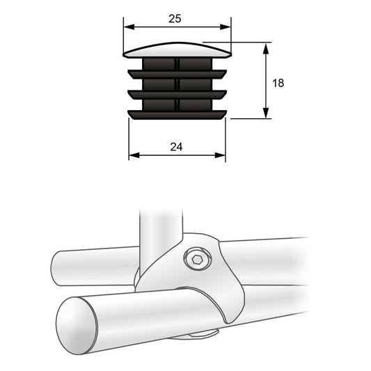 1 inch Pipe End Cap, Chrome NTP