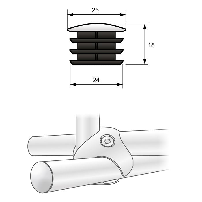 1 inch Pipe End Cap, Chrome