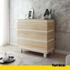MARGARET - Chest of 3 Drawers - Bedroom Dresser Storage Cabinet Sideboard - White Matt / Sonoma Oak H33 7/8" W32 5/8" D17 3/8"