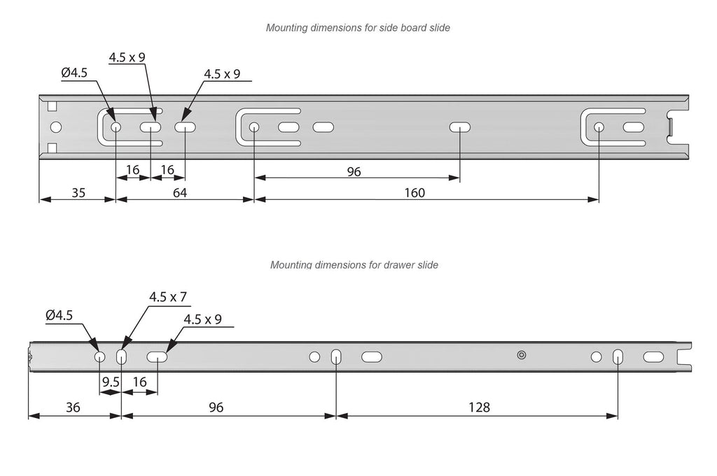 12 inch drawer slides ball bearing H30 (right and left side)