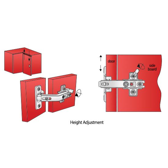 135º Angular Hinge, H2 Mounting Plate with EURO Screws, Corner Doors