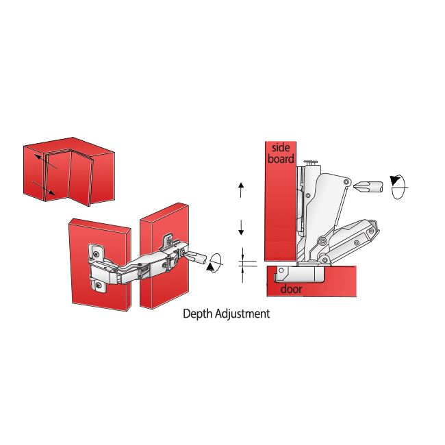 165° Soft-Close Hinge, H2 Mounting Plate with EURO Screws, Overlay Doors