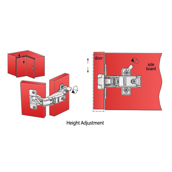 165º Hinge, H2 Mounting Plate with EURO Screws, Overlay Doors