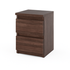 GABRIEL - Bedside Table - Nightstand with 2 drawers - Wenge H16 1/8" W11 3/4" D13 3/4"