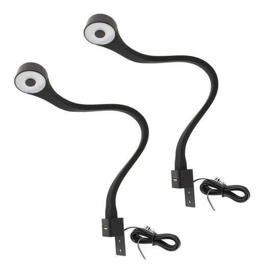 2 Bedroom LED Lamps with USB + Power Supply (F02) Furnica Black Neutral EU