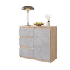 MIKEL - Chest of 3 Drawers and 1 Door - Bedroom Dresser Storage Cabinet Sideboard - Sonoma Oak / Anthracite H29 1/2" W31 1/2" D13 3/4"