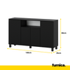 CALVIN - TV Cabinet with 4 Doors - Living Room Storage Sideboard - Black Matt H31 1/2" W55 1/8" D13 3/4"