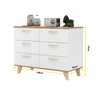 INGRID - Scandinavian Chest of 6 Drawers - White Matt / Wotan Oak H29 1/2" W39 3/8" D17 3/4"