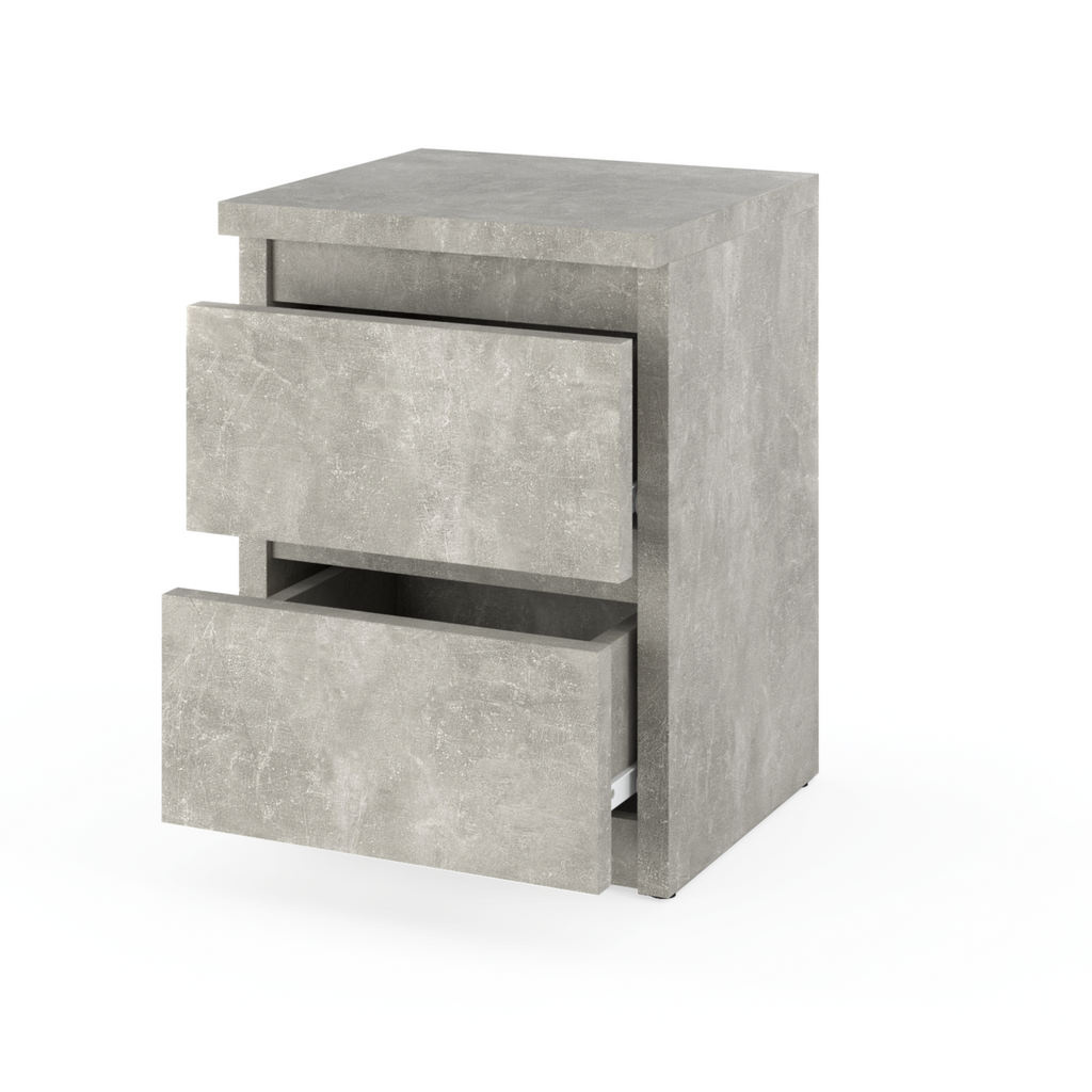 GABRIEL - Bedside Table - Nightstand with 2 drawers - Concrete H15 3/4" W11 3/4" D11 3/4"