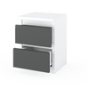 GABRIEL - Bedside Table - Nightstand with 2 drawers - White Matt / Anthracite H15 3/4" W11 3/4" D11 3/4"
