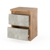GABRIEL - Bedside Table - Nightstand with 2 drawers - Wotan Oak / Concrete H15 3/4" W11 3/4" D11 3/4"