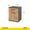 CHRIS - Bedside Table - Nightstand with 1 drawer - Anthracite / Wotan Oak H20 1/2" W15 3/4" D15 3/4"