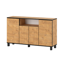 CALVIN - TV Cabinet with 4 Doors - Living Room Storage Sideboard - Lancelot Oak H31 1/2" W55 1/8" D13 3/4"