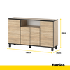 CALVIN - TV Cabinet with 4 Doors - Living Room Storage Sideboard - Sonoma Oak H31 1/2" W55 1/8" D13 3/4"