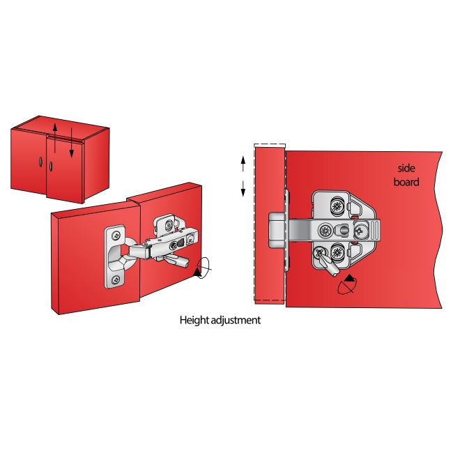 3D Soft-Close Hinge, H0 Mounting Plate with EURO Screws, Overlay Doors