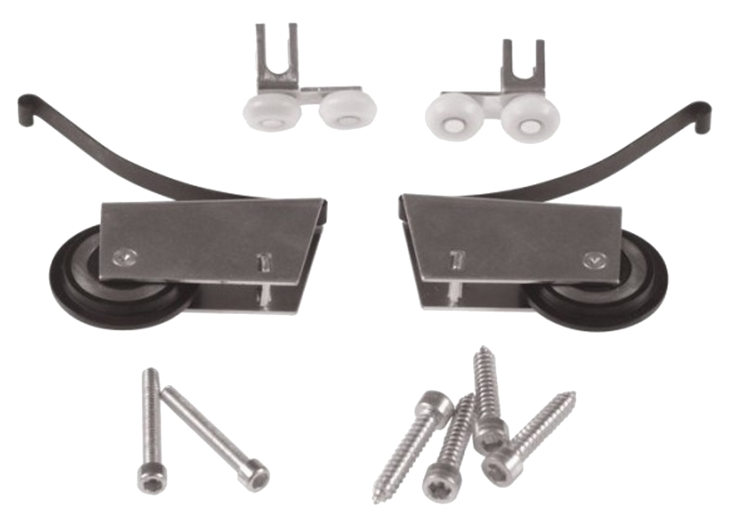 Set of 2 Asymmetrical Top Guides + 2 Bottom Wheels + 6 Screws (Gabriel Handle)