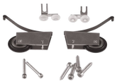 Set of 2 Asymmetrical Top Guides + 2 Bottom Wheels + 6 Screws (Gabriel Handle)