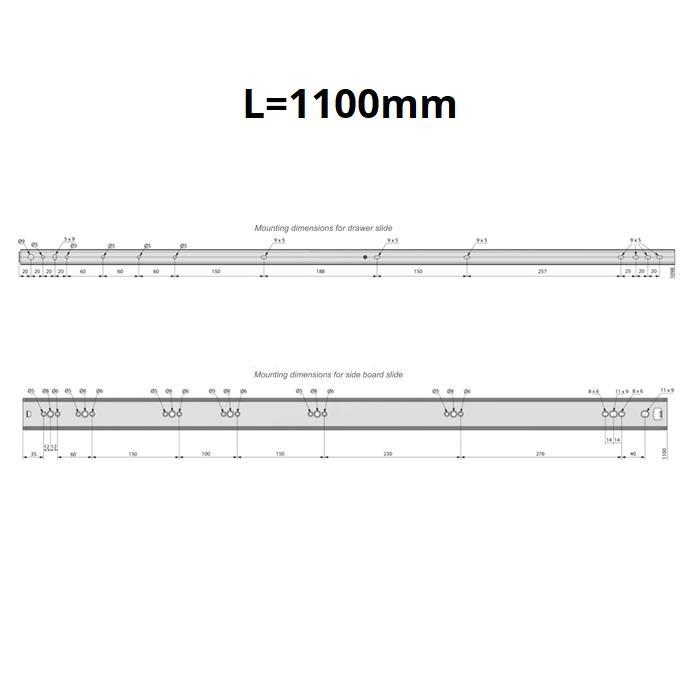 44 inch drawer slides ball bearing H53 (right and left side)