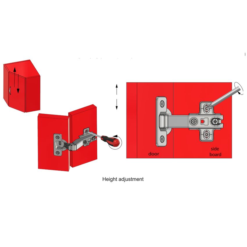 +45º Hinge, H2 Mounting Plate with EURO Screws, Angled Doors