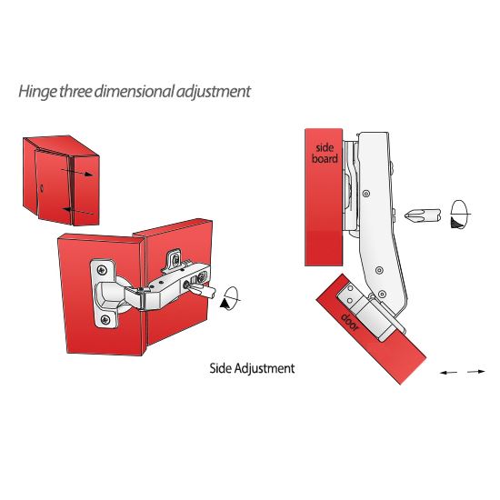 +45º Soft-Close Hinge, H2 Mounting Plate with EURO Screws, Angled Doors