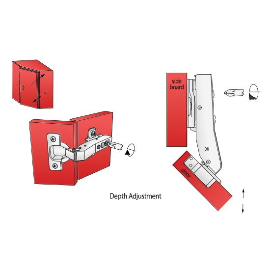 +45º Soft-Close Hinge, H2 Mounting Plate with EURO Screws, Angled Doors